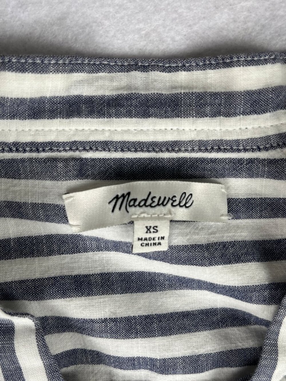 Madewell Lace Up Terrace Blouse Women's XS Blue White Striped Boho Cottagecore - Picture 5 of 13